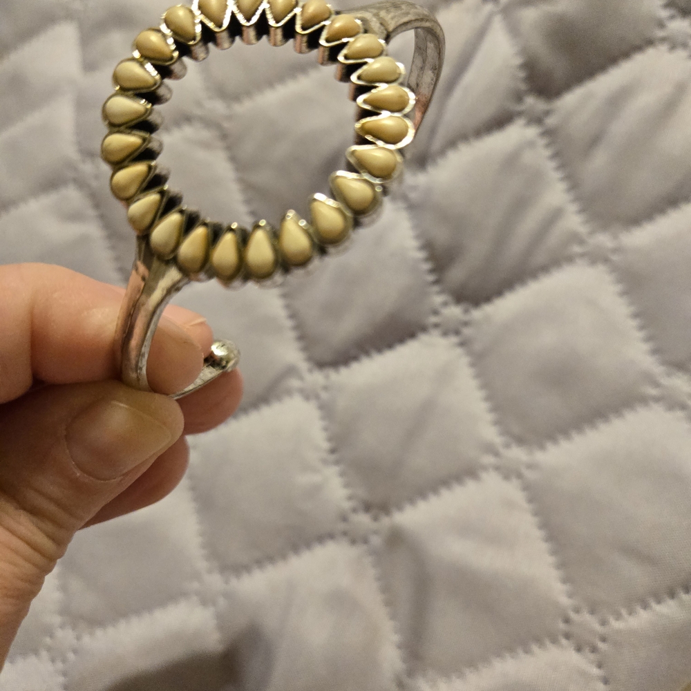 Silver and Cream Women's Bracelet